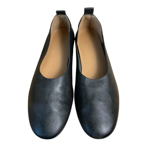 Everlane Black Pebbled Leather Slip-On Ballet Flats - Picture 3 of 11